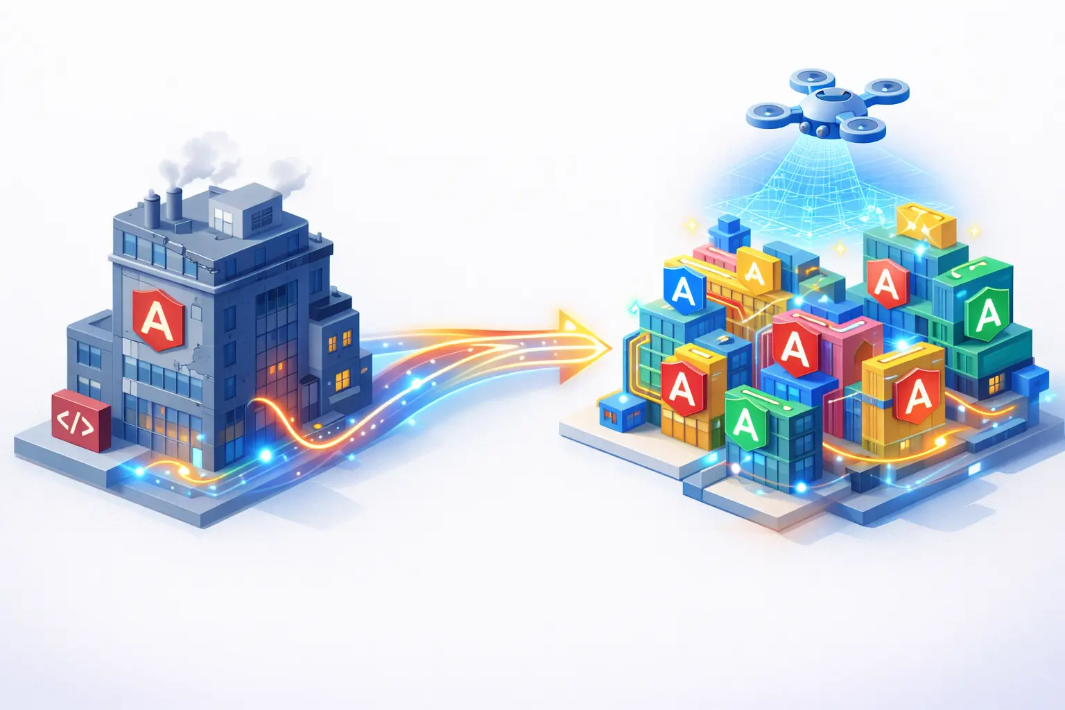 Large-scale architecture migration from legacy monolith to modern modular microservices