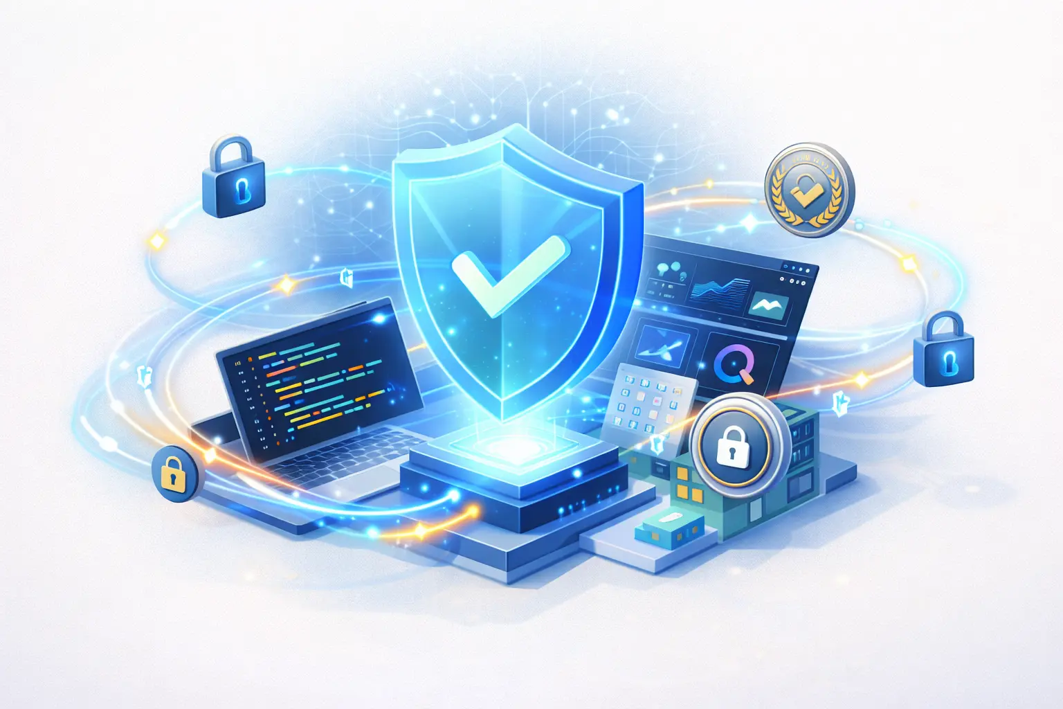 Professional reviewing architecture decisions on a secure enterprise-style interface